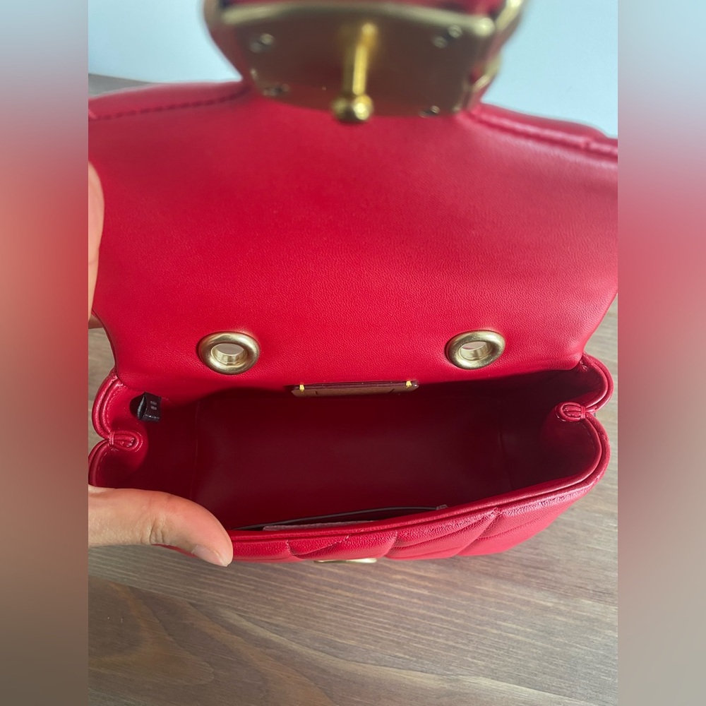 Coach Tabby Top Handle Bag with Quilting Candy Apple Red - Picture 7 of 9